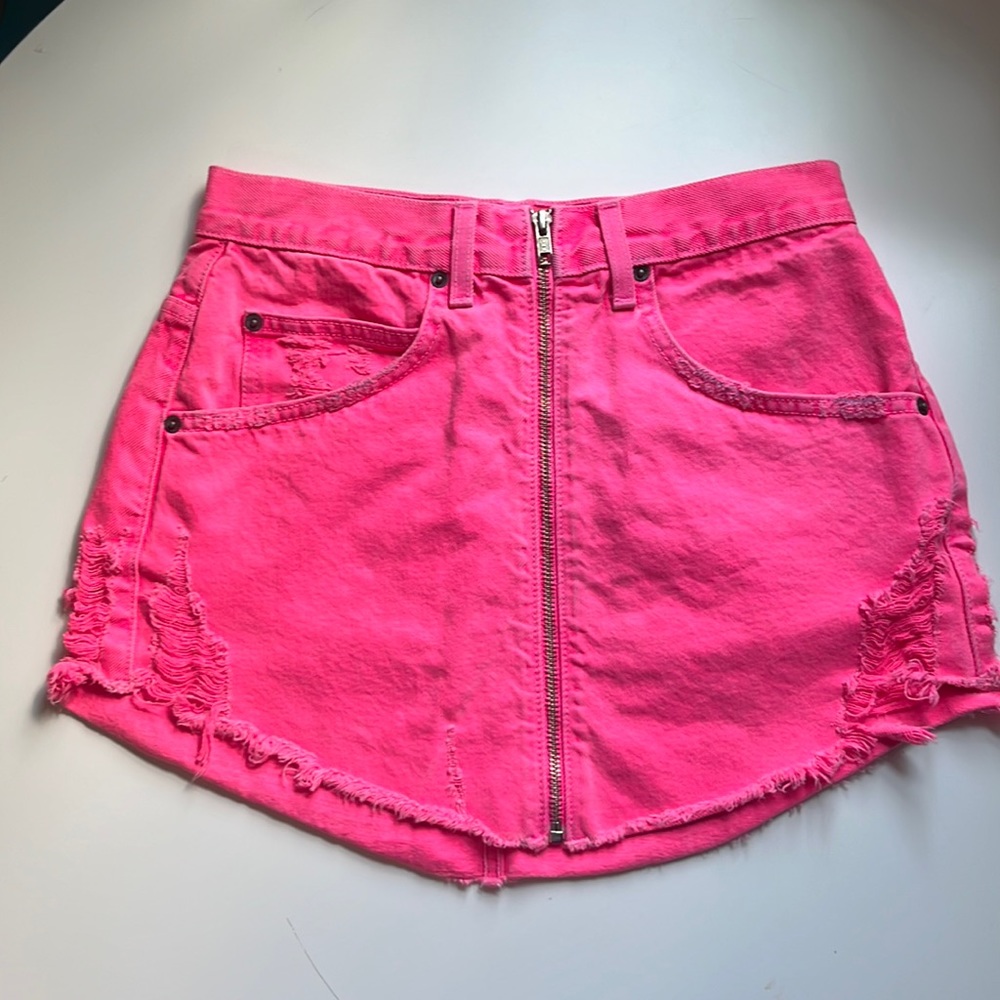 Hot Pink Denim Skirt | Carmar Los Angeles
